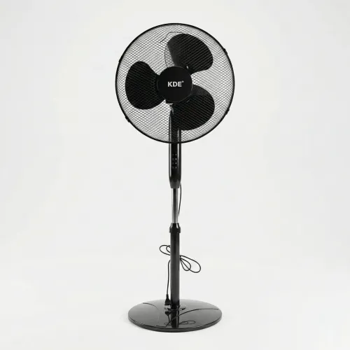 Вентилятор підлоговий KDE 40 см, 45 Вт, чорний. Потужний кімнатний вентилятор на ніжці (3 швидкості)