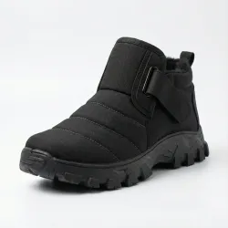 Ботинки мужские зимние на липучке. Черные короткие дутики на меху. Размеры 41-45