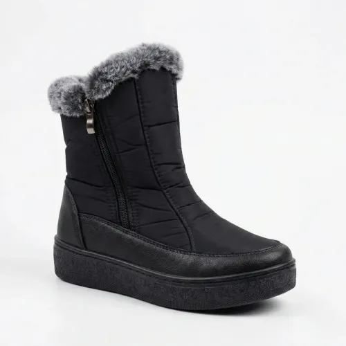 Жіночі зимові черевики-дутики на 2 блискавки. Теплі короткі чоботи на хутрі (37-42 р)