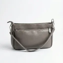 Жіноча сумка через плече тауп, маленька сумочка-клатч на 3 відділення темно-бежева