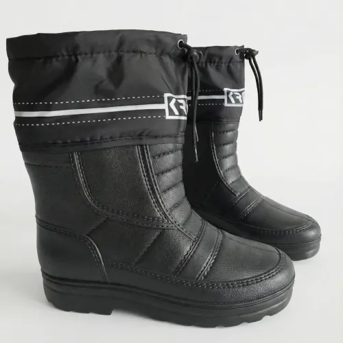 Чоботи чоловічі зимові Крок (EVA), теплі непромокаючі дутики на хутрі, чорні