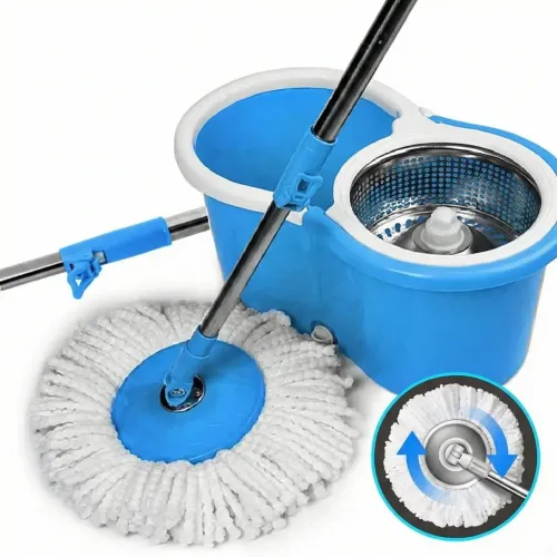 Швабра з відром та металевою центрифугою Spin Mop Blue (Турбо швабра) комплект для прибирання 360
