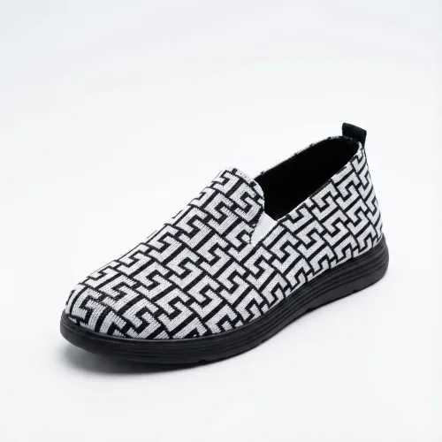 Жіночі текстильні сліпони з геометричним орнаментом, чорно-білі (36-41)