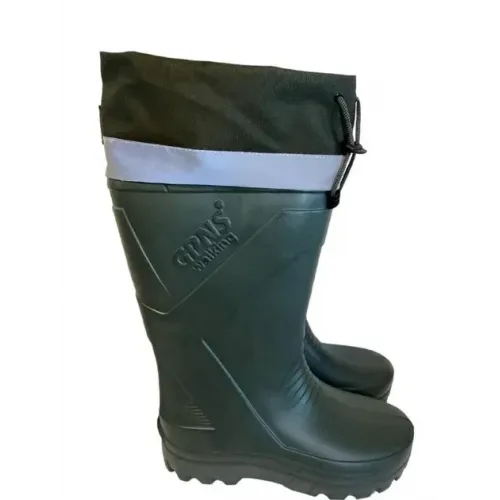 Чоловічі гумові чоботи Gipanis утеплені (Зелені). Високі чоботи для рибалки та полювання з манжетою
