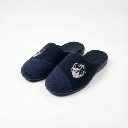 Чоловічі кімнатні капці повстяні Klerotex з вишивкою, темно-сині (41-45)
