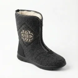 Жіночі зимові бурки на блискавці з вишивкою. Теплі сукінні чоботи на хутрі. Розміри 36-42