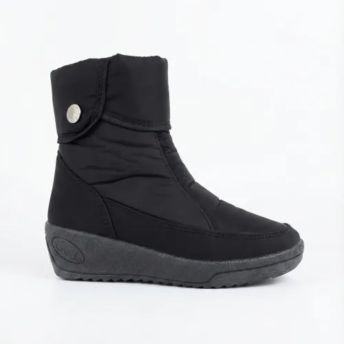 Черевики жіночі зимові Kredo дутики на танкетці чорні, Теплі короткі чобітки з ґудзиком (розміри 37-41)