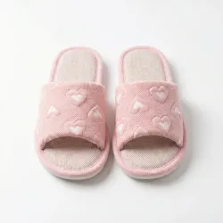 Хатні капці жіночі рожеві із сердечками Текстильні літні капці відкриті повітропроникні 36-41 39