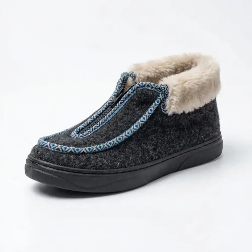 Чуні жіночі зимові на блискавці сірі Бурки повстяні на хутрі теплі капці-човники 36-41