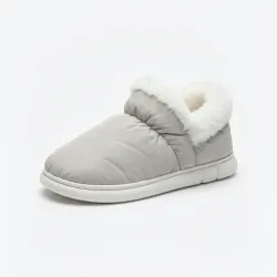 Чуні жіночі утеплені світло-сірі Бурки кімнатні на хутрі зимові капці-дутики 36-41