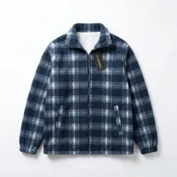 Мужская теплая кофта на меху в клетку. Зимняя флисовая куртка на молнии 52-62 (Баталы) XXXXL