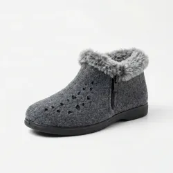 Жіночі зимові бурки на хутрі. Сірі повстяні черевики на змійці 36-41 (Бабуші)