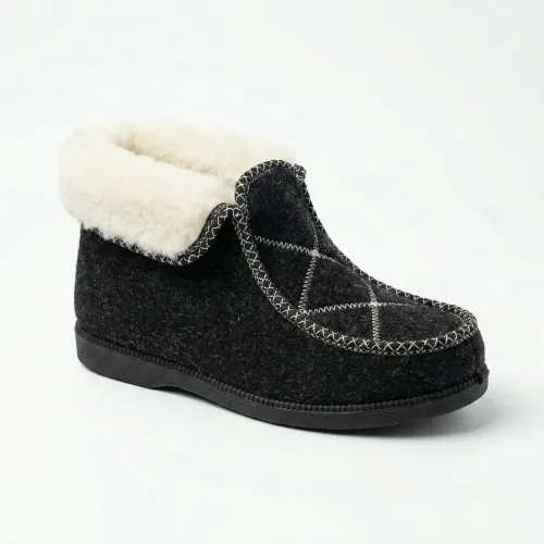 Жіночі зимові панчохи-тапочки на хутрі Чорні. Теплі короткі бурки бабуші (37-41 р)