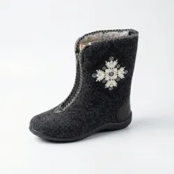 Жіночі зимові бурки на блискавці з вишивкою 37-41 р, теплі повстяні черевики (валенки), сірі
