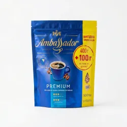 Кава розчинна Ambassador Premium 400 г (Акція 300+100) | Бразильська, Сублімована, Вигідна пропозиція