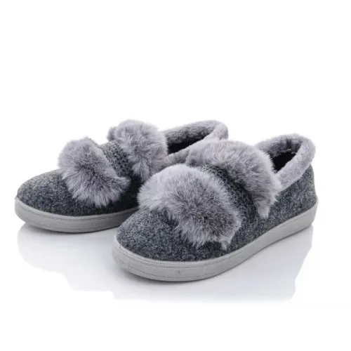Тапочки чуні жіночі теплі сірі з хутряним опушенням Progress