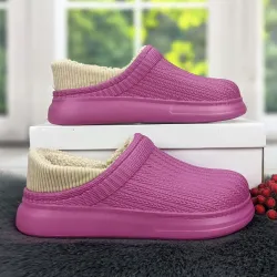 Галоши без задника сабо на меху женские Dago Style малиновые