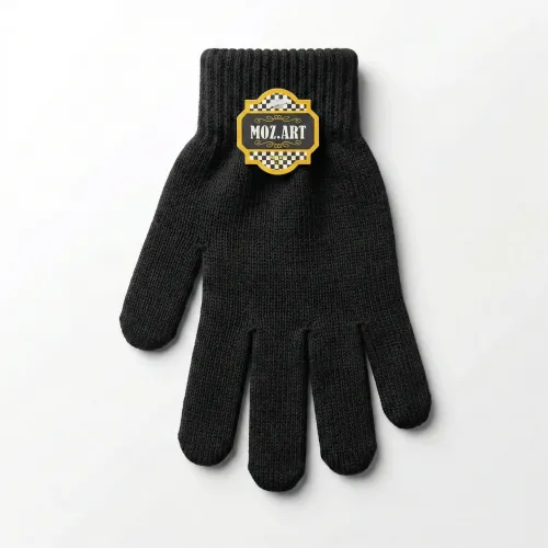 Рукавички чоловічі зимові в'язані чорні MOZ.ART. Теплі вовняні перчатки універсального розміру