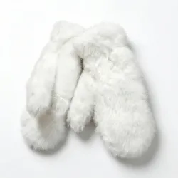 Варежки женские зимние меховые Белые. Теплые пушистые рукавицы из эко-меха