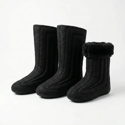 Валянки шиті чорні на чорному хутрі. Бурки зимові повстяні, теплі бабуші 38-45