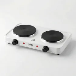 Електрична плита настільна Botti Cucini 2500 Вт (2 конфорки). Біла побутова електроплитка для дачі та гуртожитку