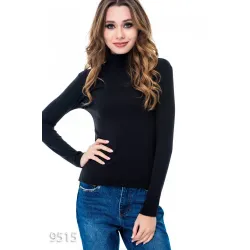 Чорний утеплений повсякденний трикотажний гольф на флісі