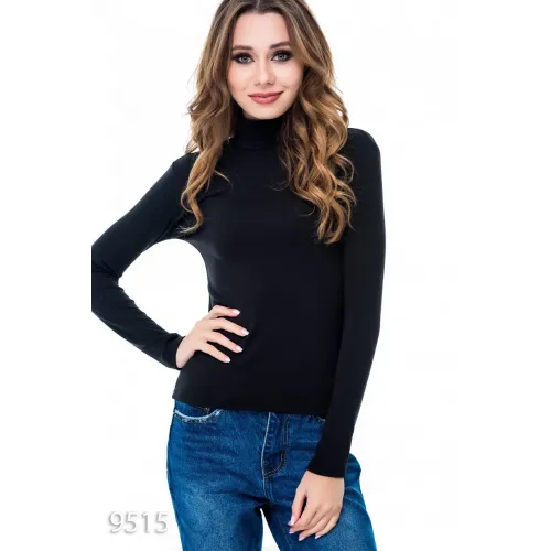 Чорний утеплений повсякденний трикотажний гольф на флісі