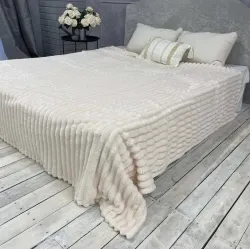 Плед Шарпей Королівська смужка двуспального розміру 180-200см. колір Молочний