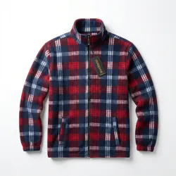 Чоловіча зимова кофта на хутрі в клітинку DUNAUONE. Тепла флісова куртка на блискавці 52-62 (Батал)