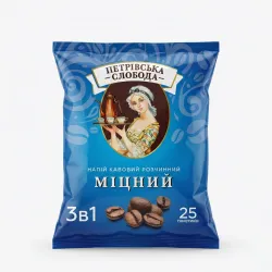Кавовий напій Петрівська Слобода 3в1 Міцний 25 пакетиків (упаковка) | Сильна кава, Бадьорий ранок, Українська