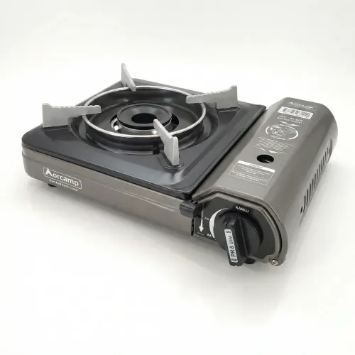 Портативна газова плита Orcamp туристична з п'єзопідпалом під цанговий балон, сіра