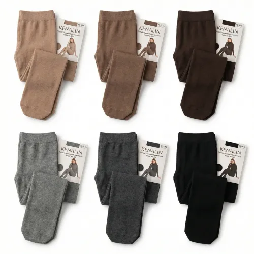 Колготи жіночі кашемірові Kenalin (з п'ятою) розмір 54-60, теплі зимові батали, висока посадка