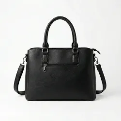 Жіноча ділова сумка чорна каркасна, класична офісна сумка на 3 відділення Sevilya