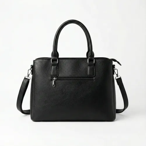 Жіноча ділова сумка чорна каркасна, класична офісна сумка на 3 відділення Sevilya