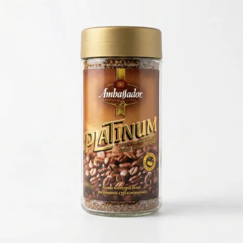 Кава розчинна Ambassador Platinum 95 г (скляна банка) | Німецька якість, Сублімована, Преміум