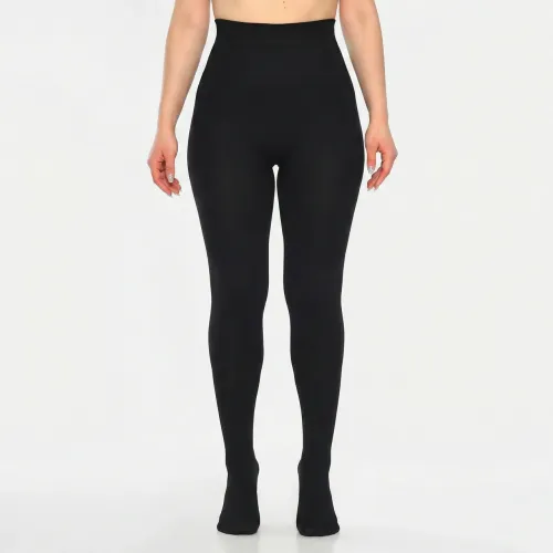 Зимові термоколготки на хутрі чорні (Модель 1Д-84), теплі жіночі колготи з начосом, щільні та еластичні