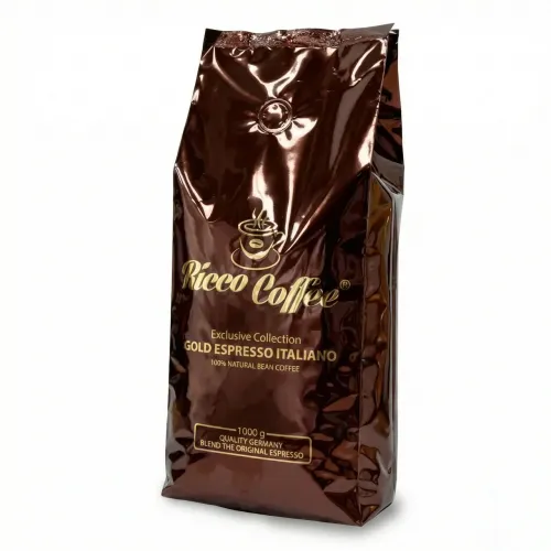 Кава в зернах Ricco Coffee Gold Espresso Italiano 1 кг | Німецька якість, Купаж для еспресо, Exclusive Collection