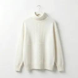 Жіночий светр під горло молочний (48-52). Теплий в'язаний гольф оверсайз, Базова зимова кофта