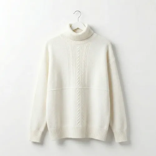 Жіночий светр під горло молочний (48-52). Теплий в'язаний гольф оверсайз, Базова зимова кофта