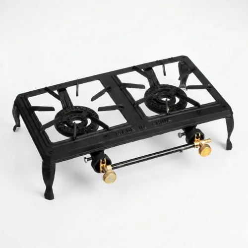 Чавунна газова плита GB-02 на 2 конфорки (3,5 кВт). Потужний таганок під автоклав та казан