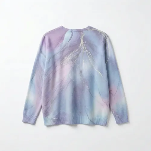 Жіночий светр Туреччина (48-52). Ошатна туніка з абстрактним принтом та блиском, Блакитно-бузкова