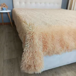 Хутряний плед-покривало травка Євро розміру 220/240 см. колір Персиковий