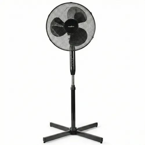 Вентилятор підлоговий Nedis 40 см з пультом ДУ. Потужний чорний вентилятор, таймер, висота 130 см