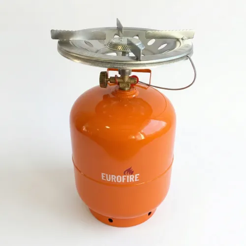 Газовий комплект кемпінговий Eurofire 9.5 л з пальником Nurgaz, посилений балон, латунний кран