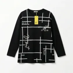 Женская туника черная с геометрией и надписями, нарядная кофта батал Heart, стильный удлиненный джемпер