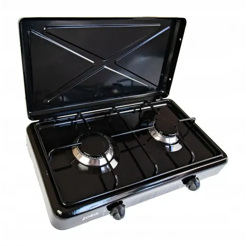 Портативна плита, газова плита Zosia2cz 2-комфоркова газова плита чорного кольору.