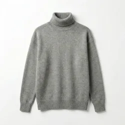 Светр жіночий сірий в'язаний під горло. Теплий гольф-водолазка оверсайз, вовна