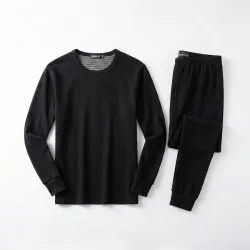 Чоловіча термобілизна BEIBOOS (Комплект: Кофта + Штани). Зимова натільна білизна на манжетах, Чорна