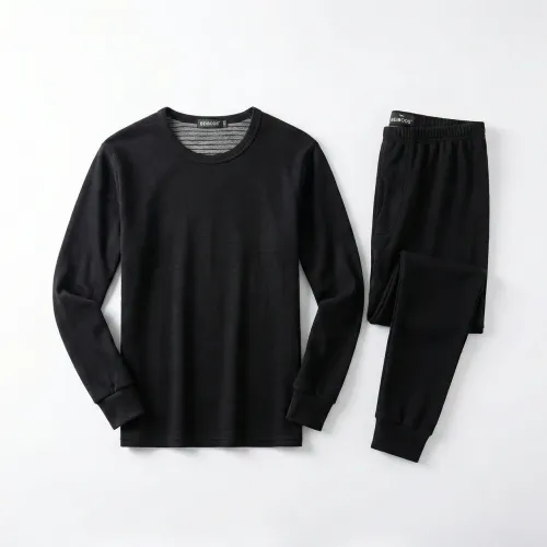 Чоловіча термобілизна BEIBOOS (Комплект: Кофта + Штани). Зимова натільна білизна на манжетах, Чорна