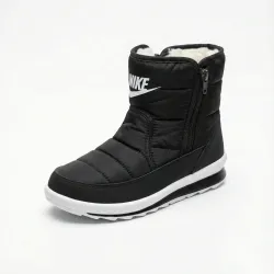 Жіночі зимові дутики черевики чорні спорт на білій підошві теплі на блискавці (36-41)